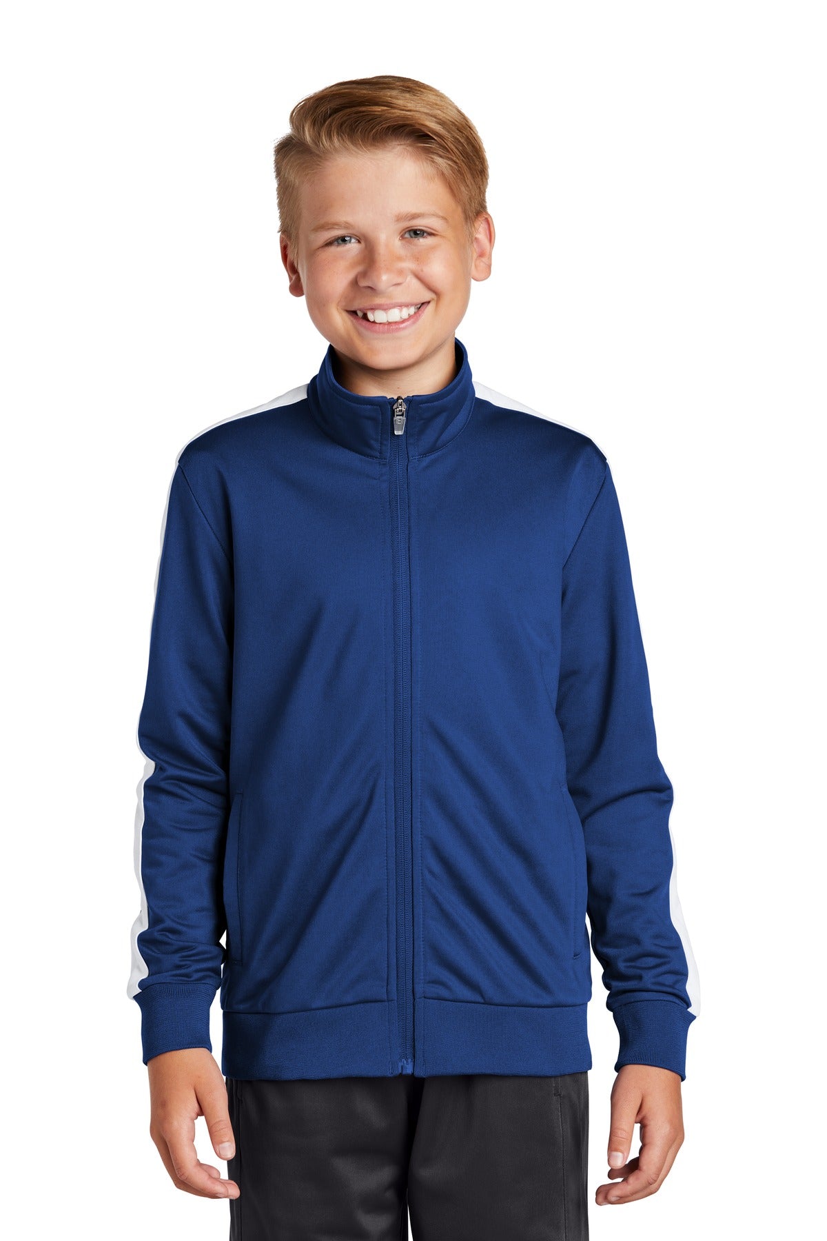 Sport-Tek ? Youth Tricot Sleeve Stripe Track Jacket. YS